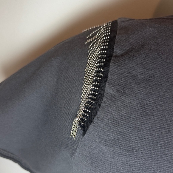 All Saints Grey t-shirt W/Metal Fringe Size Large - Picture 7 of 16
